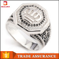 wholesale silver jewelry cheap zircon stone ring,crown shape 925 silver pave setting men ring